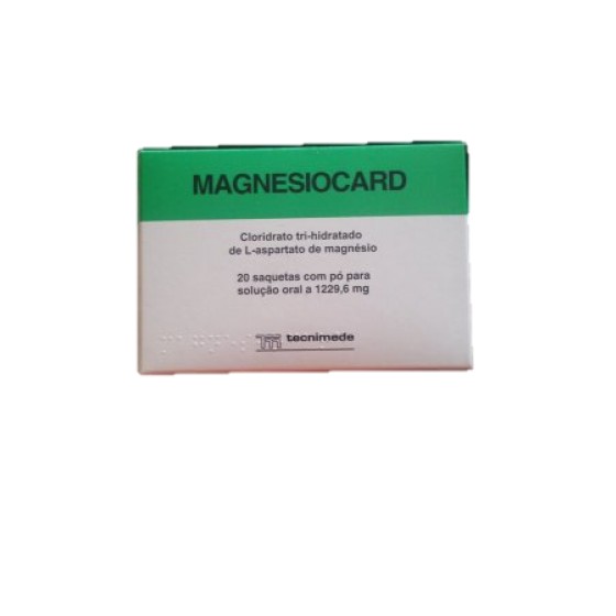 Magnesiocard, 1229,6 mg x 20 pó sol oral saq